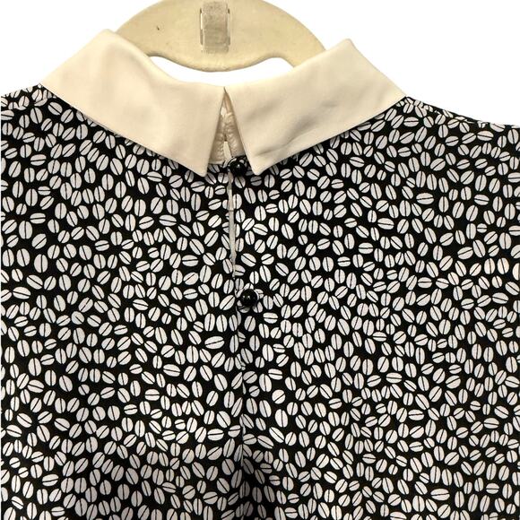 Vintage L Silky Secretary Midi Dress Pleated Puff Shoulder Sezane Collar Chain - Picture 13 of 16